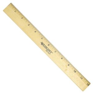 Westcott 12″ Wood Ruler with Single Metal Edge, Scale 1/16″ (ACM05011)