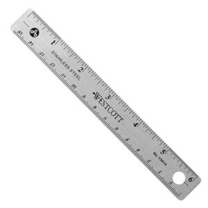 Westcott Stainless Steel Office Ruler With Non Slip Cork Base, 6″ (ACM10414)