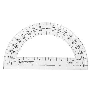 Westcott 180 Degree Protractor, Plastic, 6″ Ruler Edge, Clear, Each (ACM11200)