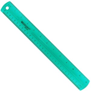 Westcott 12″ Jewel Colored Ruler, Standard/Metric, Plastic (ACM12975)