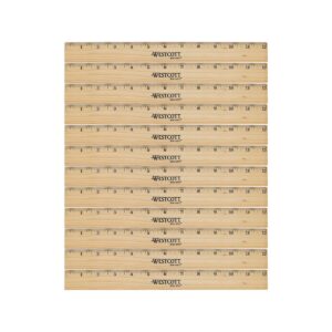 Westcott Beveled Wood Ruler, Standard, 12″ Long, Natural Hardwood, 12/Pack (ACM17720)